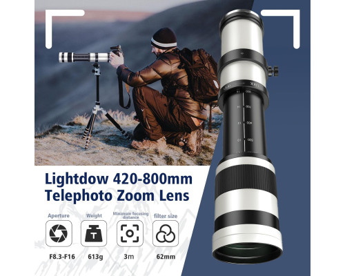 Телеоб'єктив Lightdow RF 420-800 мм F8.3 зі змінною фокусною відстанню