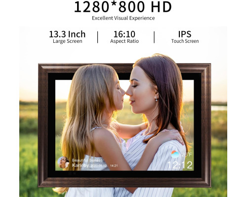 Цифрова фоторамка AEEZO WiFi / 13,3-дюймова HD-сенсорна розумна фоторамка з 16 ГБ пам'яті