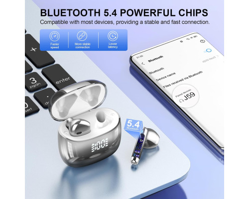 Бездротові навушники-вкладиші Bluetooth з 48-годинним часом роботи та світлодіодним індикатором заряду батареї