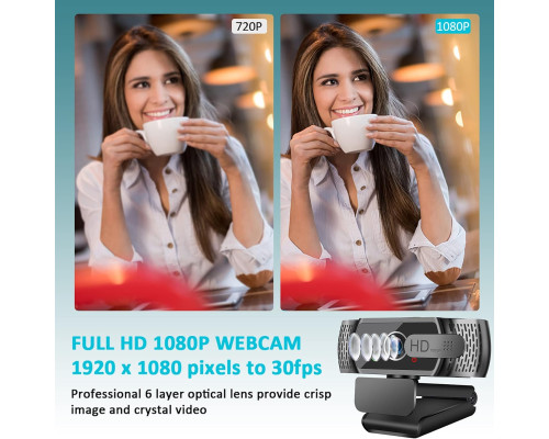 Веб-камера Neefeaer HD 1080P з мікрофоном, штативом та автоматичною корекцією освітленості