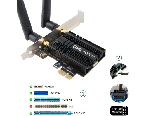 Мережева карта WiFi+Bluetooth Ubit WiFi 6 AX3000E PCIE Max