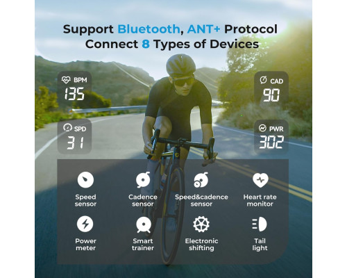 Велокомп'ютер GEOID CC600 Wi-Fi + Bluetooth / бездротовий спідометр для велосипеда з автоматичним підсвічуванням