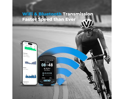 Велокомп'ютер GEOID CC600 Wi-Fi + Bluetooth / бездротовий спідометр для велосипеда з автоматичним підсвічуванням