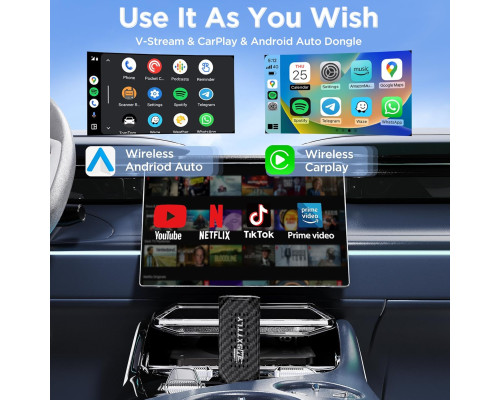 Бездротовий адаптер 3-в-1 CarPlay MSXTTLY, підтримка відео