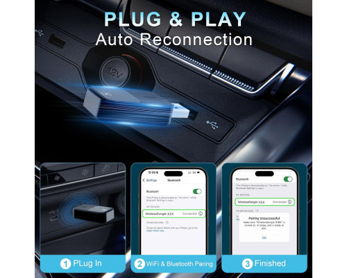 Бездротовий адаптер 2-в-1 CarPlay KASTWAVE