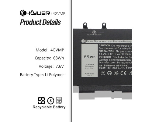 Акумулятор для ноутбука K KYUER для Dell Latitude