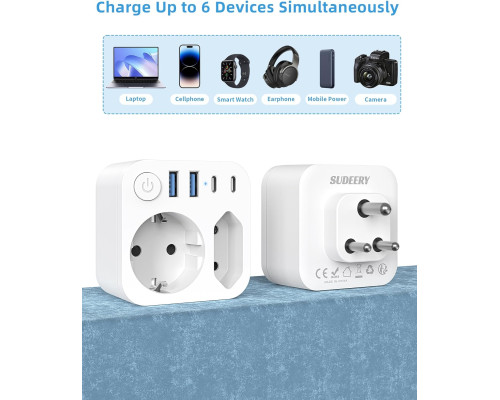Дорожній адаптер з 4 USB-портами SUDEERY