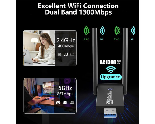 Бездротовий WiFi адаптер 1300 Мбіт/с Wodgreat