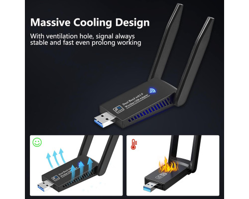 Бездротовий WiFi адаптер 1300 Мбіт/с Wodgreat