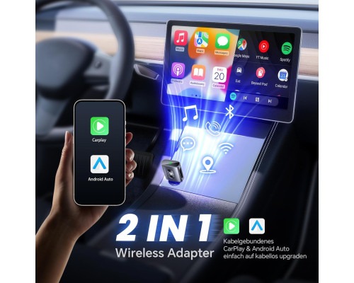 Бездротовий адаптер 2-в-1 CarPlay та Android Auto