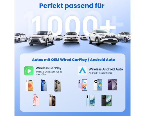 Бездротовий адаптер 2-в-1 CarPlay та Android Auto