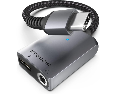 Адаптер Stouchi 2-в-1 USB C на 3,5 мм для заряджання навушників