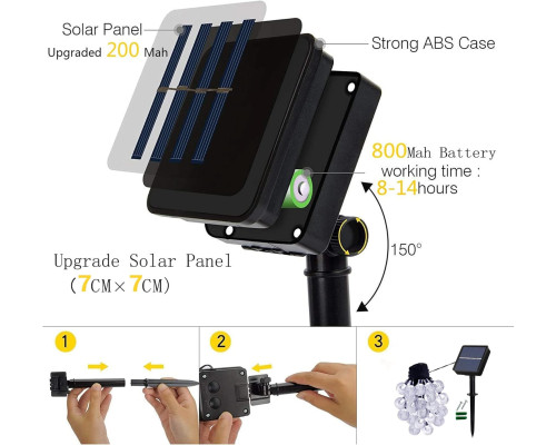 Світильники Lezonic Solar Lights Outdoor Garden, 5 м, 30 світлодіодів, гірлянда на сонячних батареях з 8 режимами