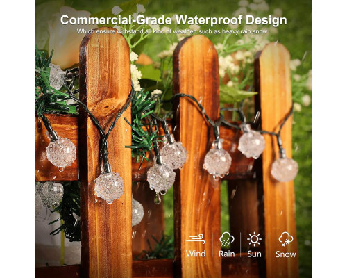 Світильники Lezonic Solar Lights Outdoor Garden, 5 м, 30 світлодіодів, гірлянда на сонячних батареях з 8 режимами