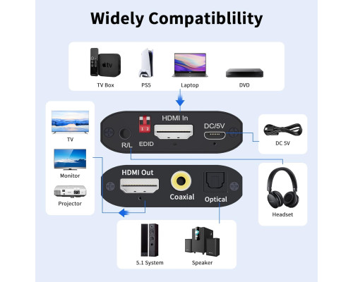 Аудіоекстрактор BolAAzuL HDMI 4K@30Hz адаптер-перетворювач
