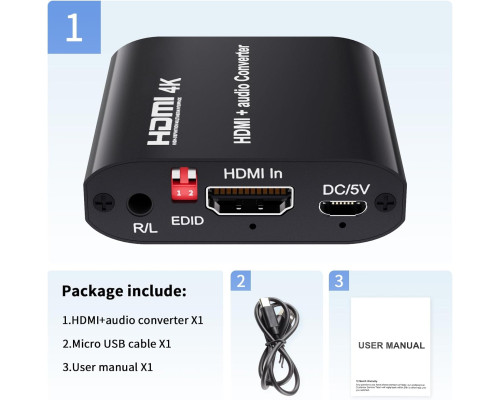Аудіоекстрактор BolAAzuL HDMI 4K@30Hz адаптер-перетворювач