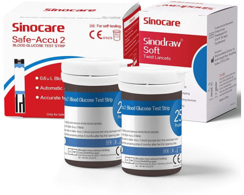 Тест-смужки для визначення рівня глюкози в крові sinocare Safe-Accu2 50шт.