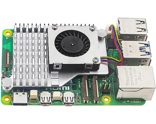 Активний кулер для Raspberry Pi 5 4 ГБ/8 ГБ з ШІМ-вентилятором та алюмінієвим радіатором