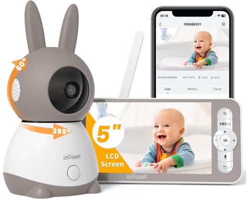 Дитячий монітор ieGeek 2K Wifi з камерою та нічним баченням