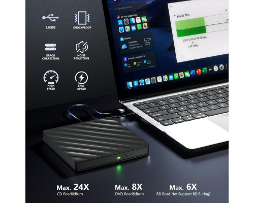 Зовнішній Bluray оптичний привід 5 в 1 USB 3.0 Wbacon