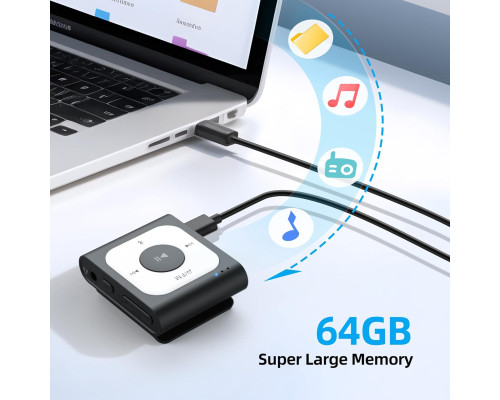 Портативний MP3-плеєр AGPTEK 64 ГБ Clip із Bluetooth