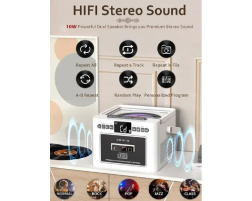 Касетний CD-програвач / бумбокс Jimeng з Bluetooth та акумулятором FM/AUX/Micro SD/USB