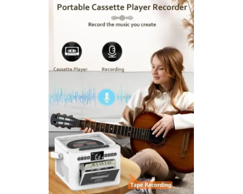 Касетний CD-програвач / бумбокс Jimeng з Bluetooth та акумулятором FM/AUX/Micro SD/USB