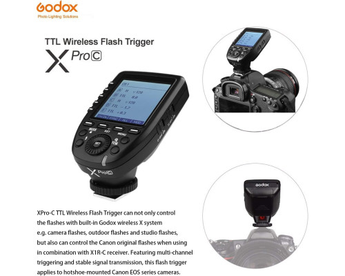 Бездротовий швидкісний синхронізатор спалаху Godox XPro-C TTL 2.4G