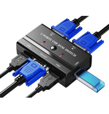 KVM-Перемикач VGA USB для 2 комп'ютерів Rybozen