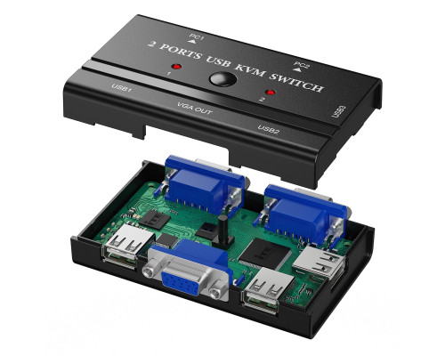 KVM-Перемикач VGA USB для 2 комп'ютерів Rybozen