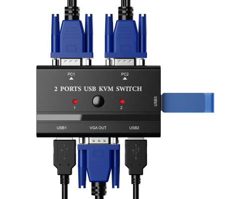 KVM-Перемикач VGA USB для 2 комп'ютерів Rybozen