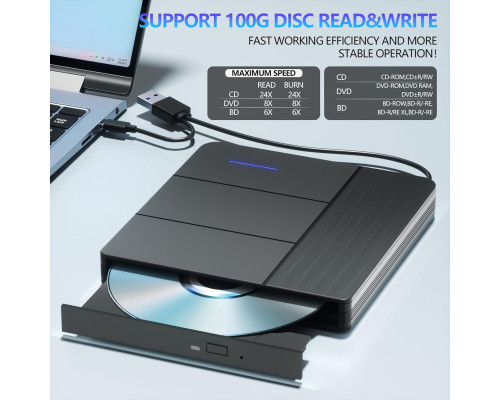 Зовнішній Blu-ray привід 7 в 1 для читання/запису  CD-програвача