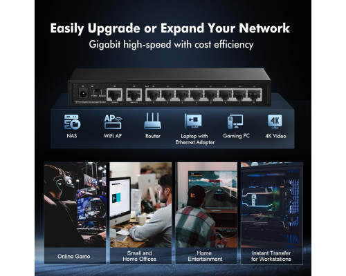 Комутатор Binardat Gigabit Ethernet на 10 портів