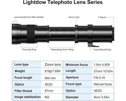 Телеоб'єктив Lightdow RF 420-800 мм