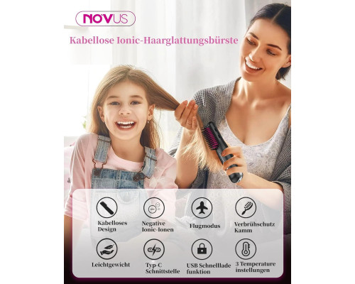 Портативна щітка-випрямляч для волосся NOVUS для подорожей