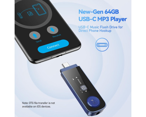 MP3-Плеєр AGPTEK 64 ГБ з Bluetooth та FM-радіо