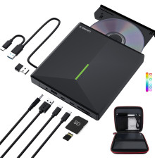 Зовнішній CD/DVD-привід з 4 портами USB та 2 слотами для карт TF/SD ORIGBELIE