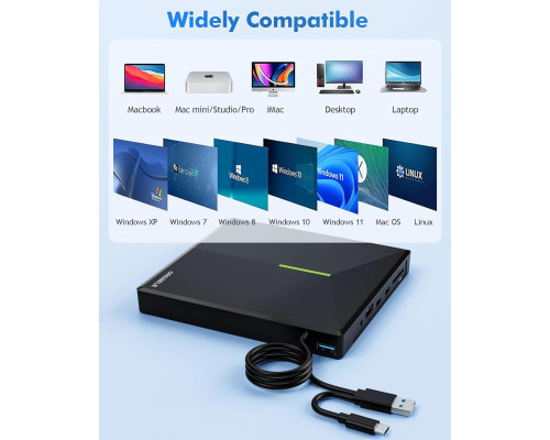 Зовнішній CD/DVD-привід з 4 портами USB та 2 слотами для карт TF/SD ORIGBELIE
