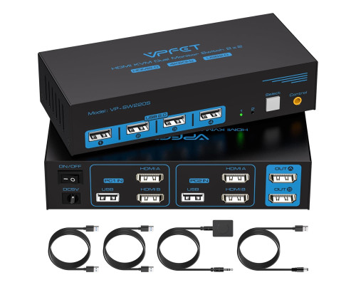 KVM-перемикач HDMI Dual Monitor для 2 комп’ютерів