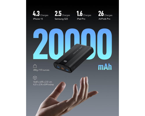 Портативний зовнішній акумулятор Power Bank 20000 мАг