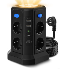 Багатофункціональна зарядна станція з нічним світлом PD20W (4 USB-порти та 8 розеток)