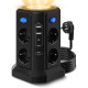 Багатофункціональна зарядна станція з нічним світлом PD20W (4 USB-порти та 8 розеток)