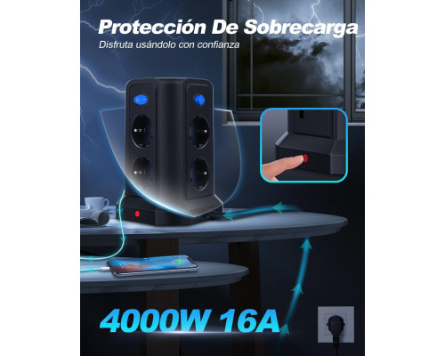 Багатофункціональна зарядна станція з нічним світлом PD20W (4 USB-порти та 8 розеток)
