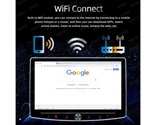 Мультимедійна автомагнітола з сенсорний екран Android 12 з GPS і Wi-Fi