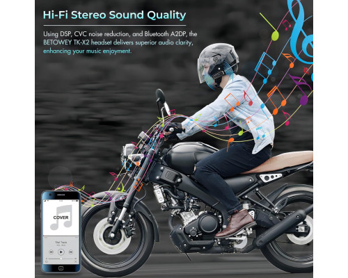 Мотоциклетна Bluetooth-гарнітура BETOWEY TK-X2 для шолома з FM-радіо
