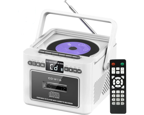Касетний CD-програвач / бумбокс  з Bluetooth та акумулятором FM/AUX/Micro SD/USB