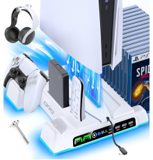 Підставка для PS5/PS5 Slim/PS5 Pro з 3-швидкісним вентилятором та підсвічуванням