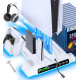 Підставка для PS5/PS5 Slim/PS5 Pro з 3-швидкісним вентилятором та підсвічуванням