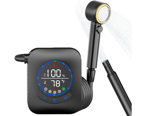 Портативний зовнішній душ – акумуляторний 8000 мАг, 4 режими розпилення, IPX8
