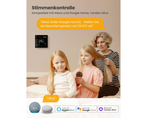 Розумний термостат Tuya Wi-Fi – для теплої підлоги та котла, сумісний з Alexa і Google Home